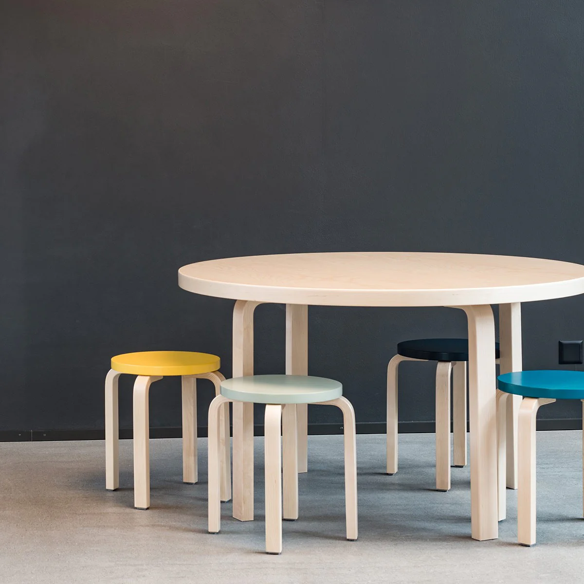 Artek Alvar Aalto Anniversary Stool E60 - Four Legged Stool - Black - Image 4
