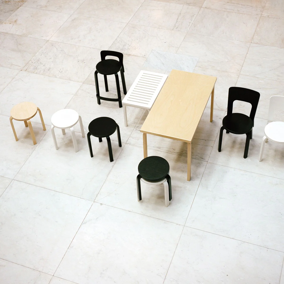 Artek Alvar Aalto E60 - Four Legged Stool - White Lacquered - Image 4