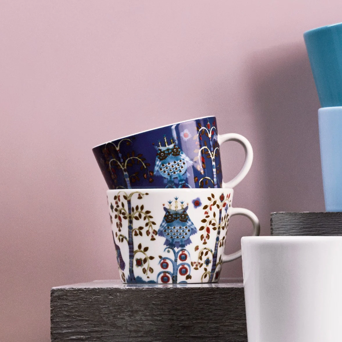 iittala Taika White / Blue Coffee Cup - 6-1/2 oz - Image 3