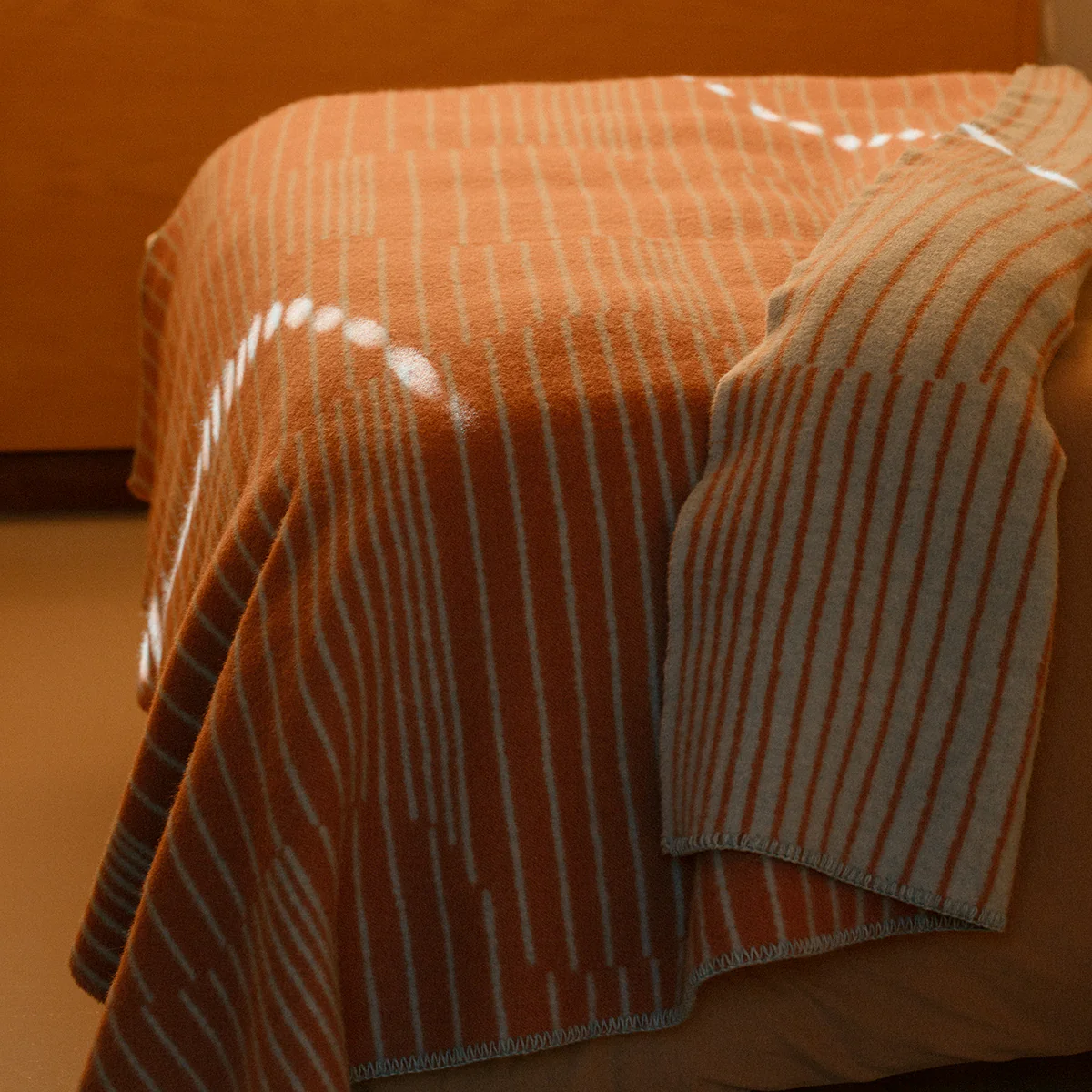 Lapuan Kankurit Aurora Cinnamon / Light Blue Wool Throw Blanket - Image 2