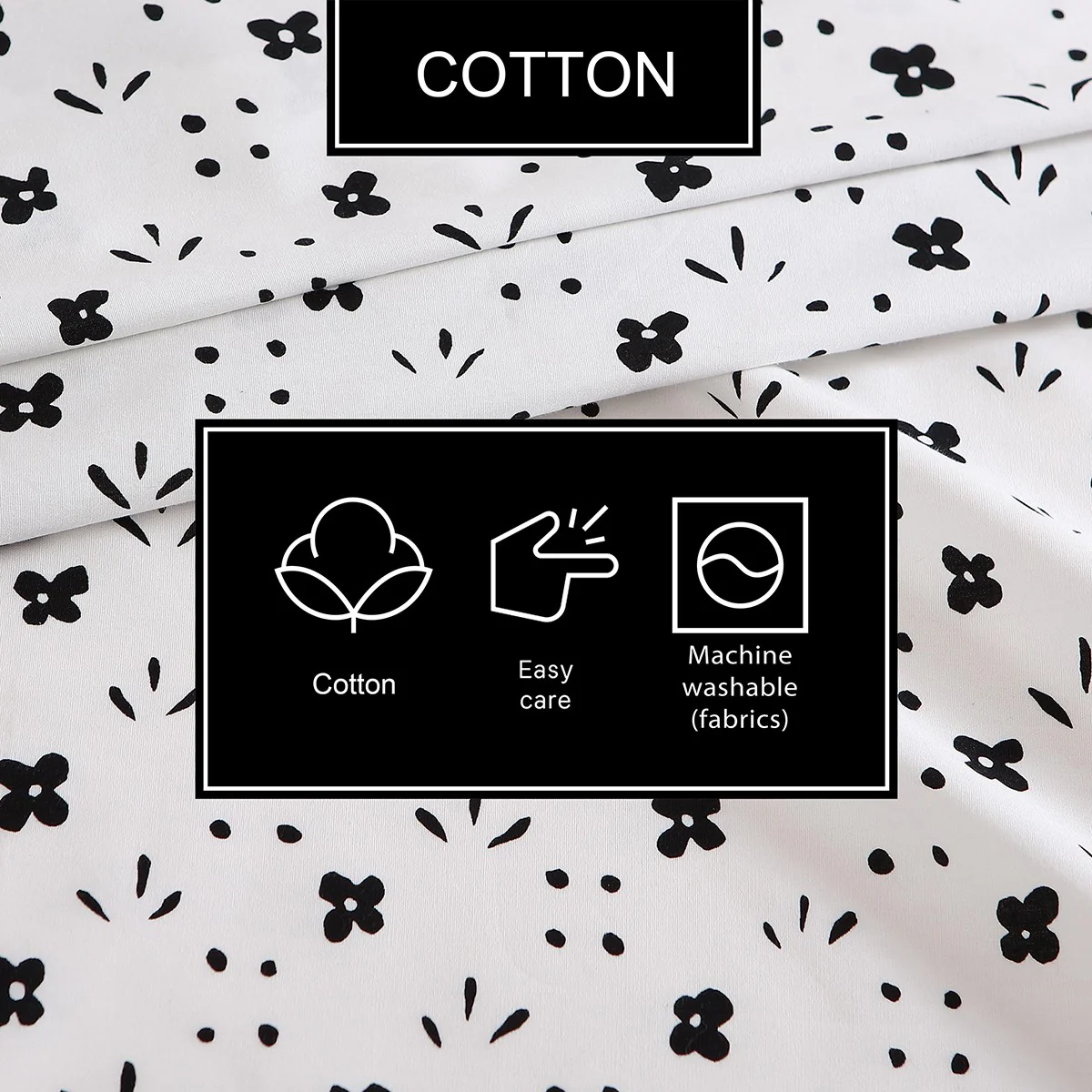 Marimekko Kukkaketo White / Black Full Sheet Set - Image 6