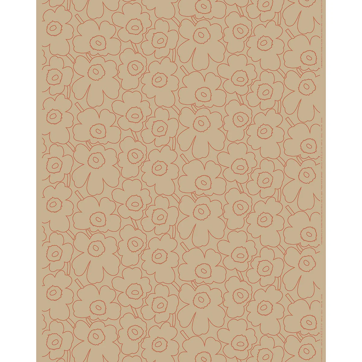 Marimekko Pieni Piirto Unikko Sand / Terracotta Cotton-Linen Fabric