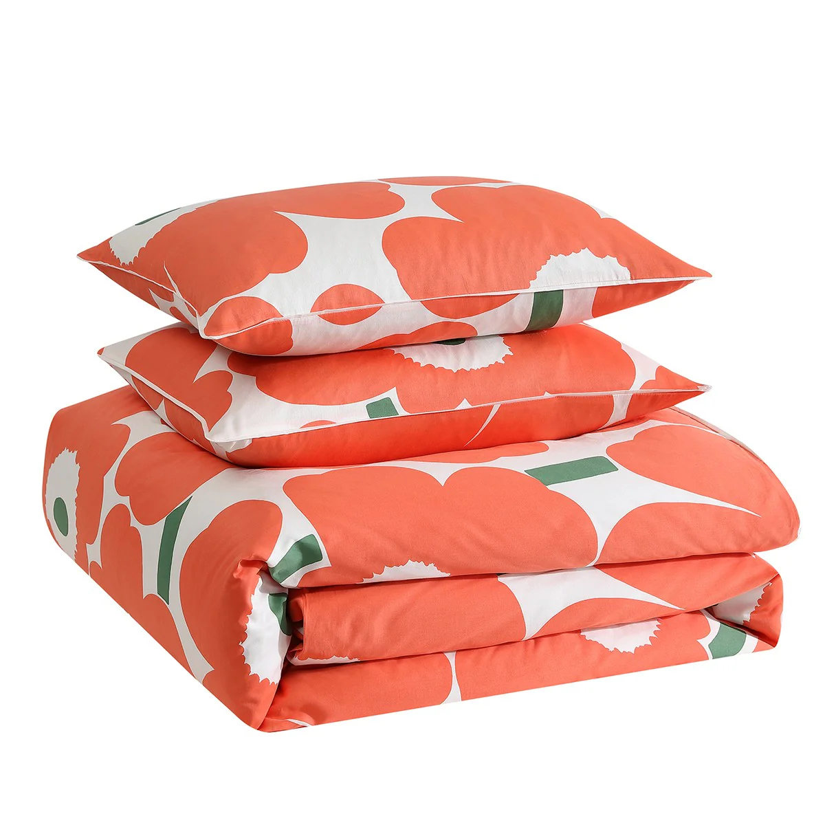 Marimekko Unikko Orange / Green Duvet Set - Full / Queen - Image 9
