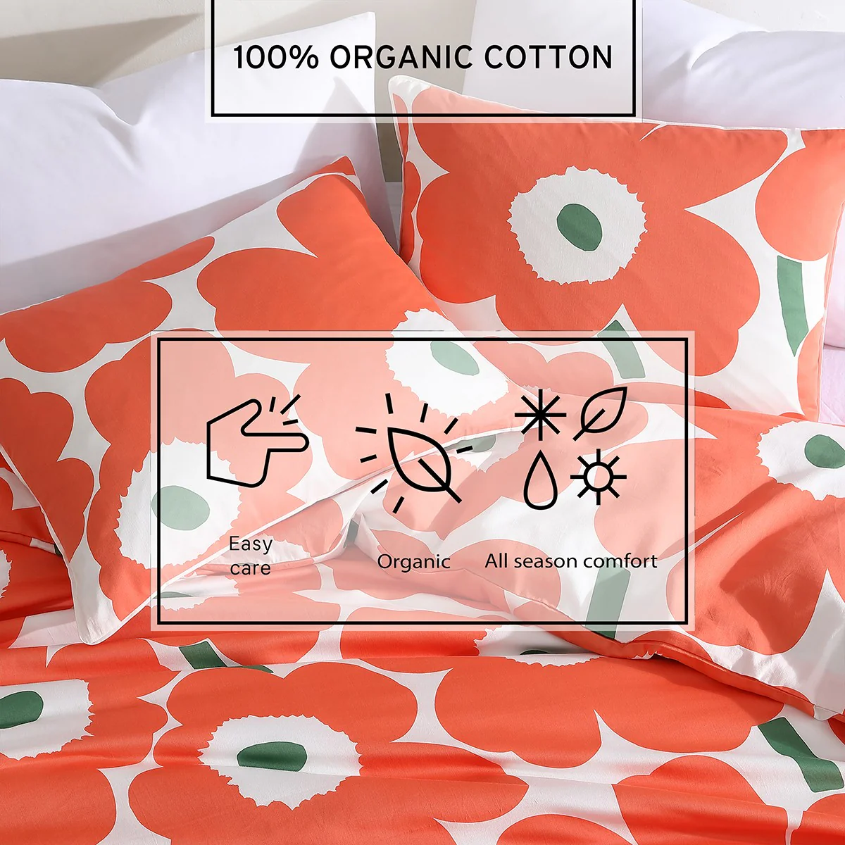 Marimekko Unikko Orange / Green Duvet Set - King - Image 10