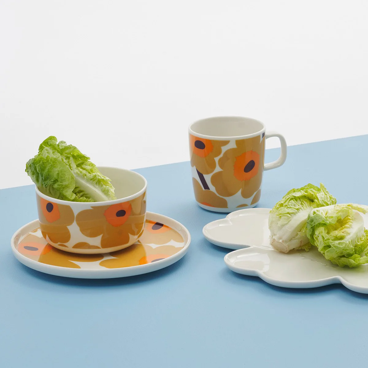 Marimekko Unikko White / Caramel / Orange Soup / Cereal Bowl - Image 2