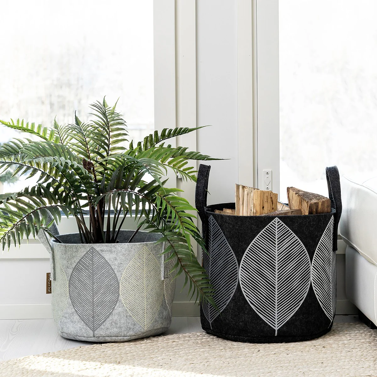 Muurla Leaf Light Grey Storage Basket - Image 4